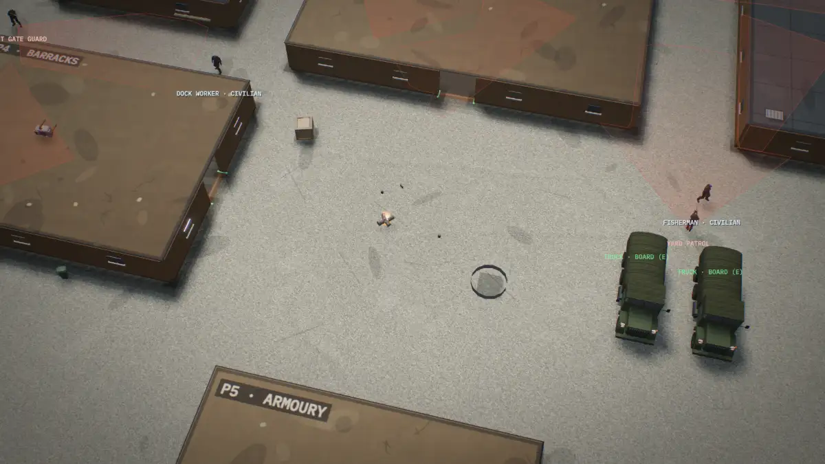 A sandy harbour village with a hostage house, warehouse, king house, barracks and armoury.